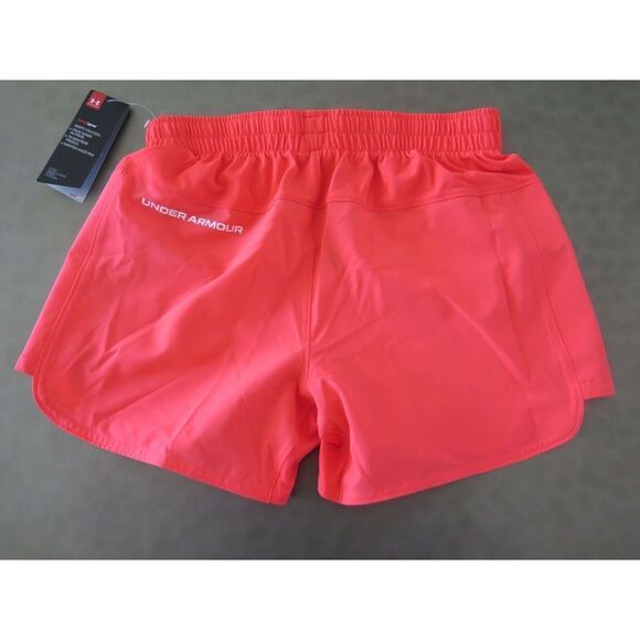 Under Armour 1364106 628 Women's Sz S Bright Orange HeatGear Accelerate Shorts - Picture 2 of 5